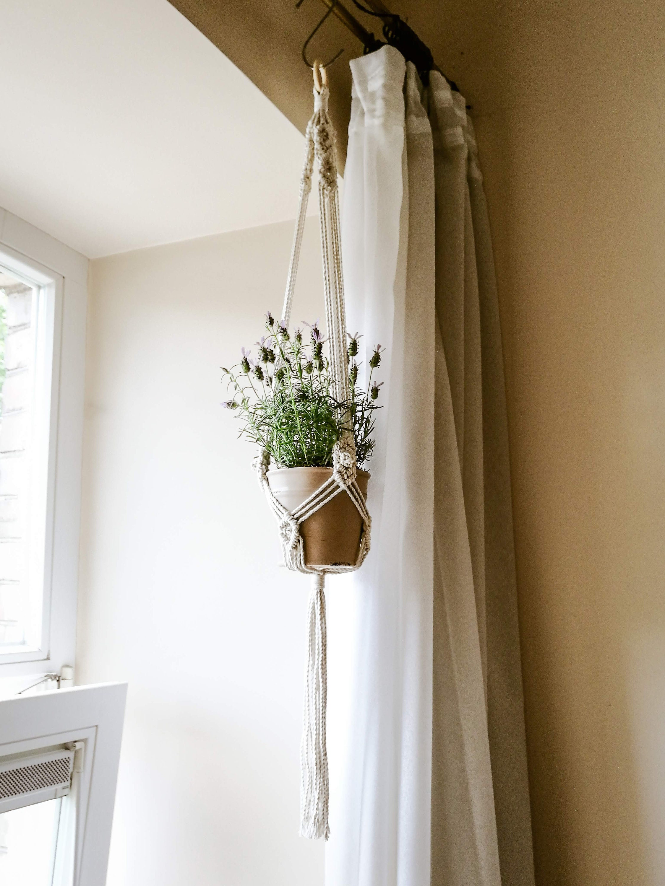 Macrame plant hanger Macrame plant holder Boho planter Macrame tapestry for plantsGift for plantloversHousewarming giftWindow decor