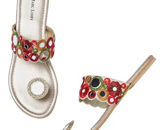 Women's Ethnic Slip On Flat Flip Flop Chappals