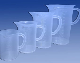 Measuring Jug 2000ml 1000ml 500ml 250ml with Handle Plastic Transparent Combo Pack