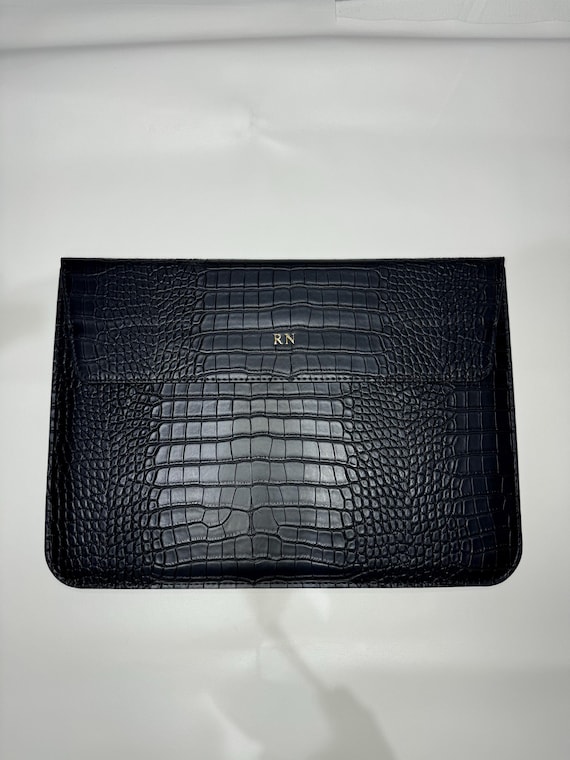 Black croc laptop case best sale