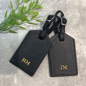 Personalised leather luggage tags wedding gift travel tags travel accessories Bag tag Personalised with any name or initials image 7