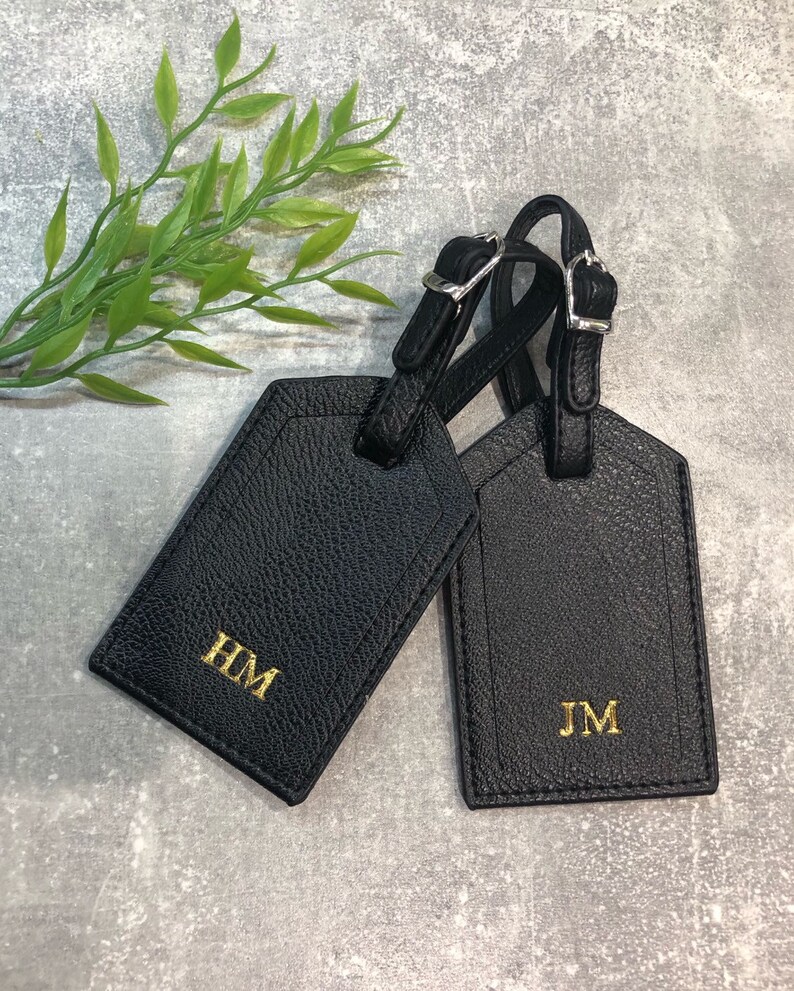 Personalised leather luggage tags wedding gift travel tags travel accessories Bag tag Personalised with any name or initials image 7