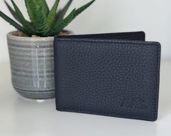 Personalised Black Leather Card Holder: ID card Wallet
