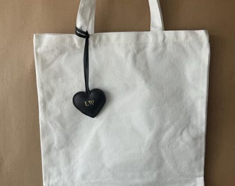 Personalised heart shaped bag charm