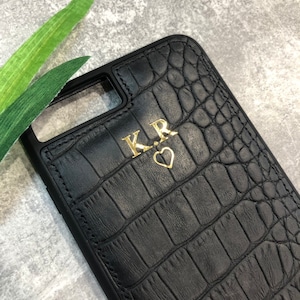 Echt leren iPhone SE 2020-hoesje | gepersonaliseerd met naam of initialen | op maat gemaakte telefoonhoes