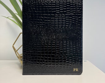 iPad Air 2020/2022 10.9” 4th gen & 5th gen black PU Croc leather case | personalised with any name or initials | iPad cover | tablet cover|