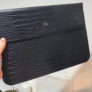 13-inch laptoptas van pu-leer met krokodillennerf, gepersonaliseerd met naam of initialen