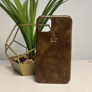 Étui pour iPhone personnalisé en cuir PU marron
