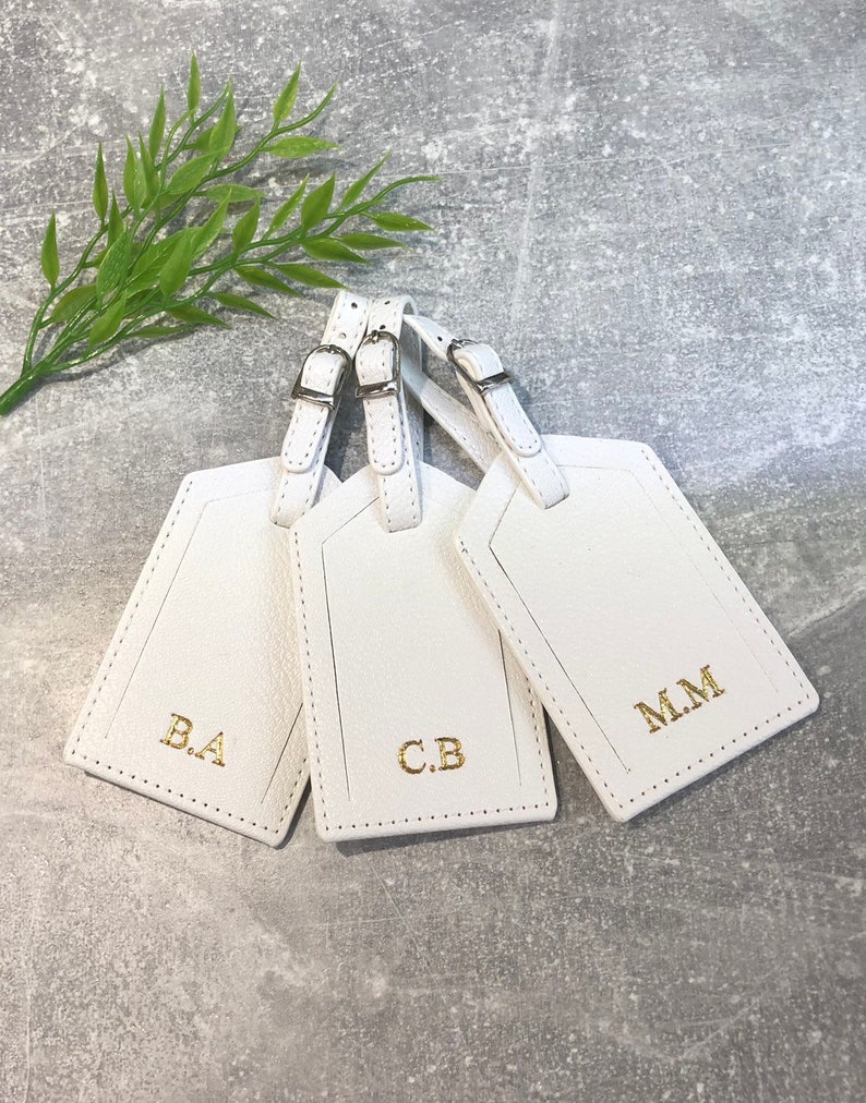 Personalised leather luggage tags wedding gift travel tags travel accessories Bag tag Personalised with any name or initials image 6