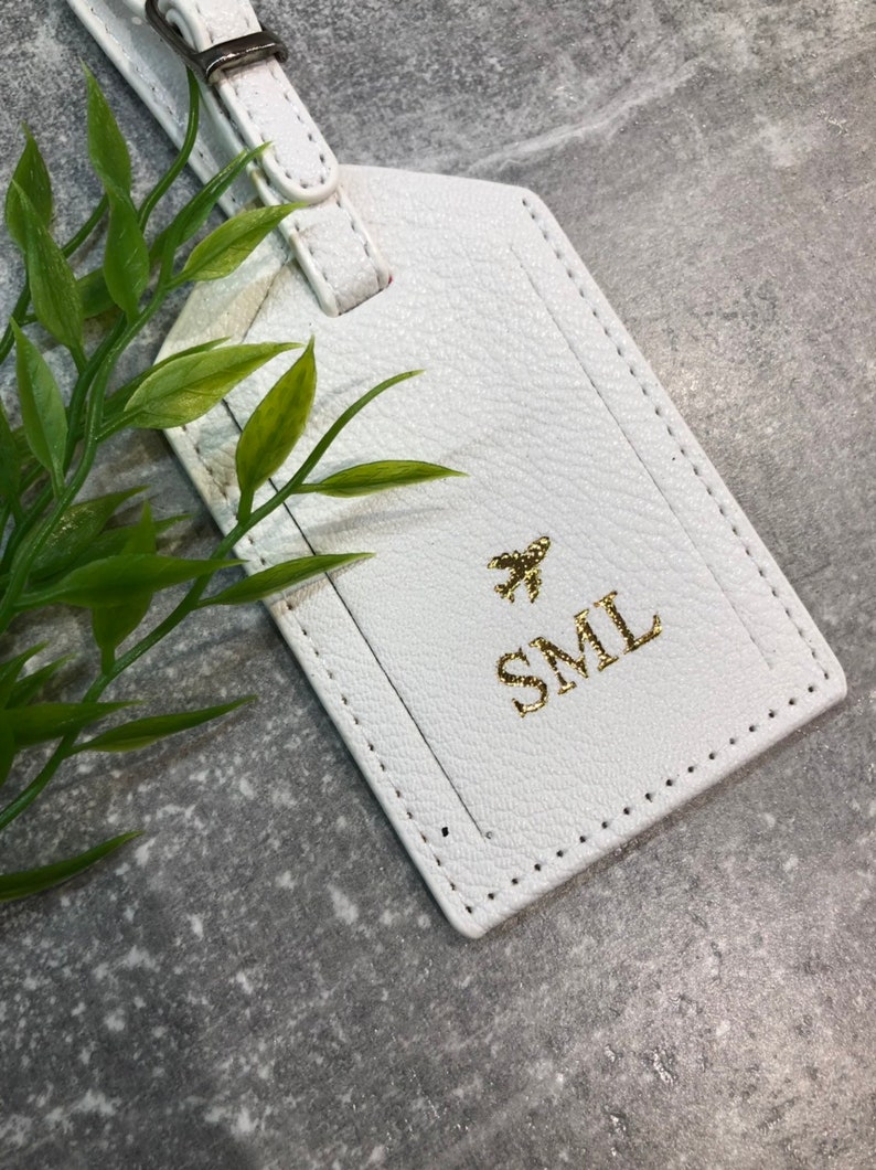 Personalised leather luggage tags wedding gift travel tags travel accessories Bag tag Personalised with any name or initials image 8