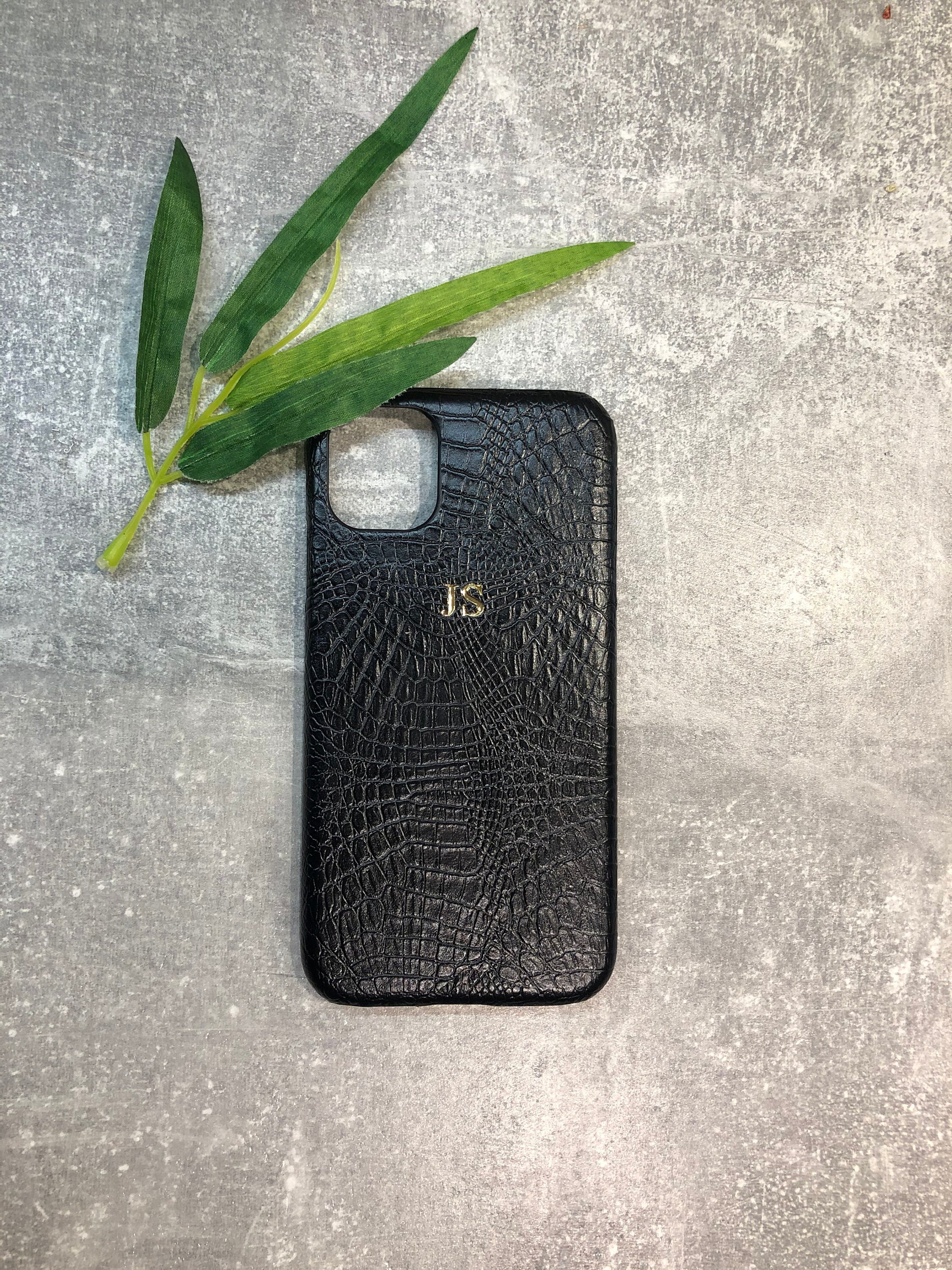 iPhone 11 Pro Max PU leather croc style phone case personalised with …