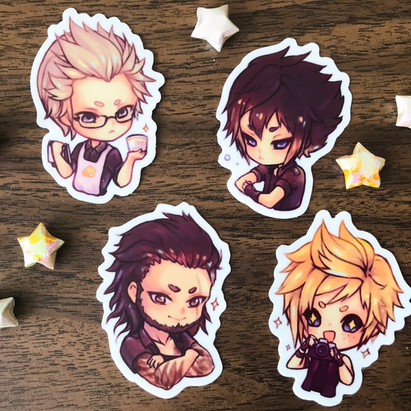 Final Fantasy XV Chocobros 2.5" vinyl sticker set, kawaii FFXV Noctis Prompto Ignis Gladio, cute game laptop decal