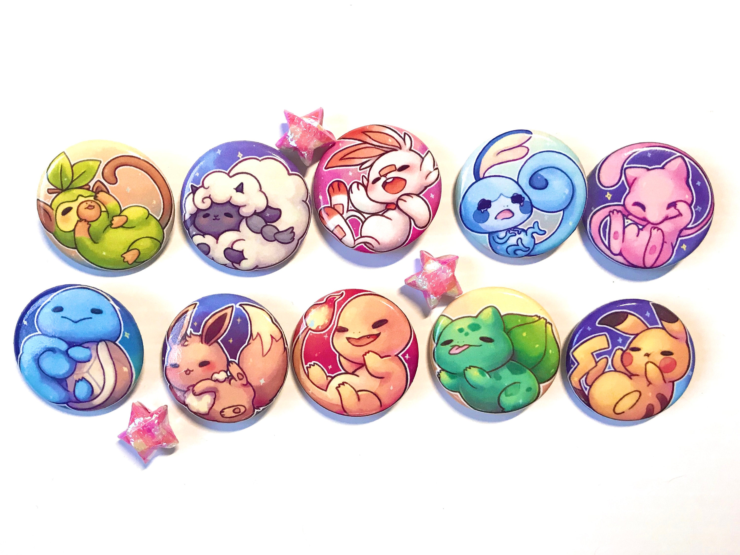Cute Pokemon 1 25 Buttons Set Kawaii Metal Pinback Etsy