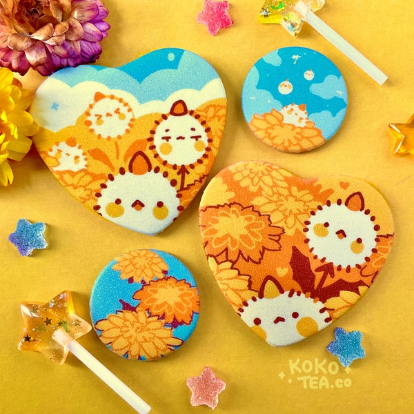 Dandelion Biyoo SET: heart buttons or magnets