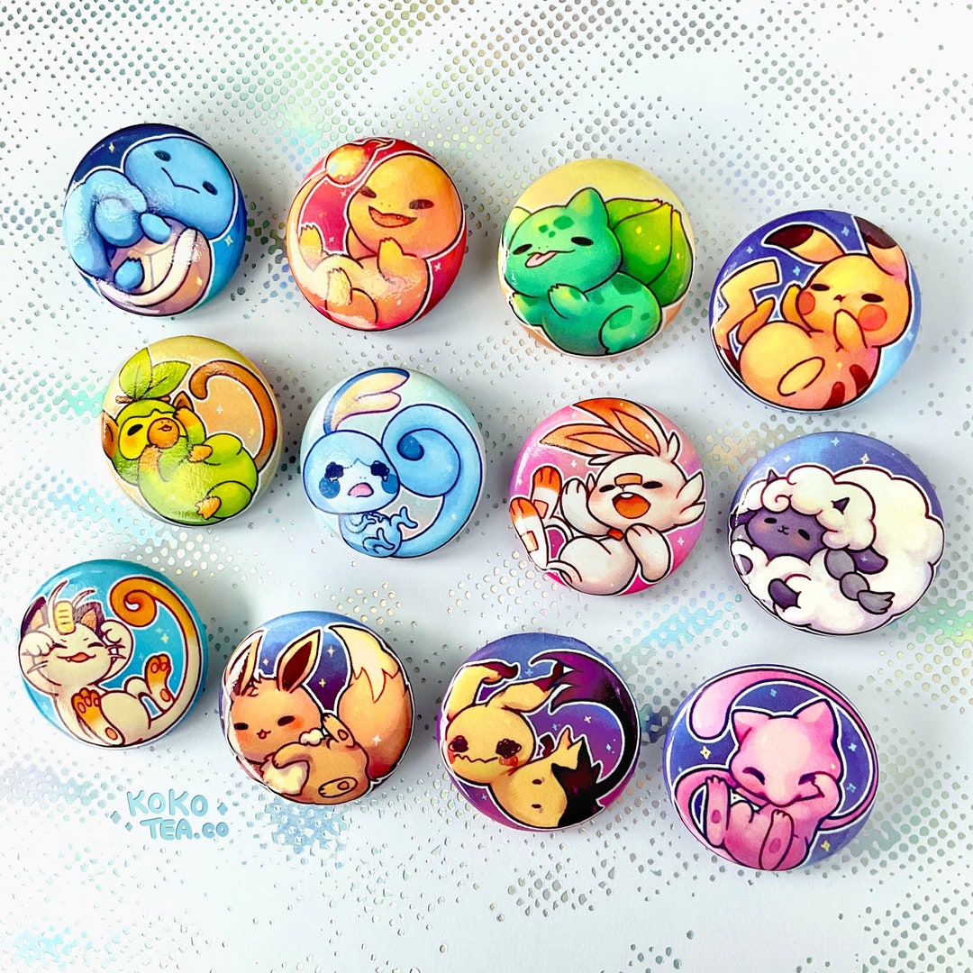 Ditto Eeveelution Buttons Pokemon Kawaii Pin Back Buttons 