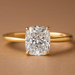3 CT Elongated Cushion Cut Moissanite Engagement Ring, Marquise Accent 14K Gold Unique Wedding Ring, Vintage Anniversary Ring