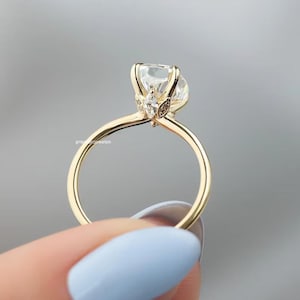 3 CT Elongated Cushion Cut Moissanite Engagement Ring, Marquise Accent 14K Gold Unique Wedding Ring, Vintage Anniversary Ring