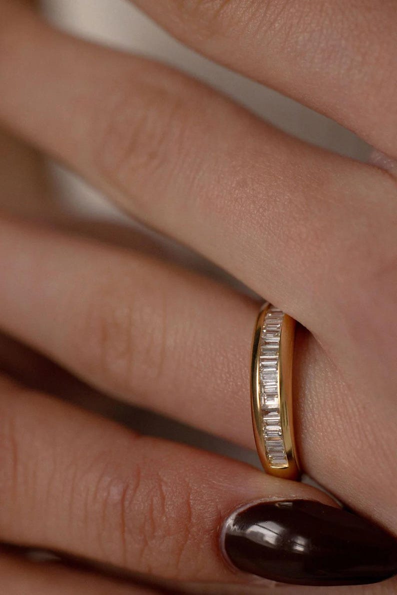 Lab Grown Diamond Baguette Wedding Band | 14K Gold Full Eternity Band ...