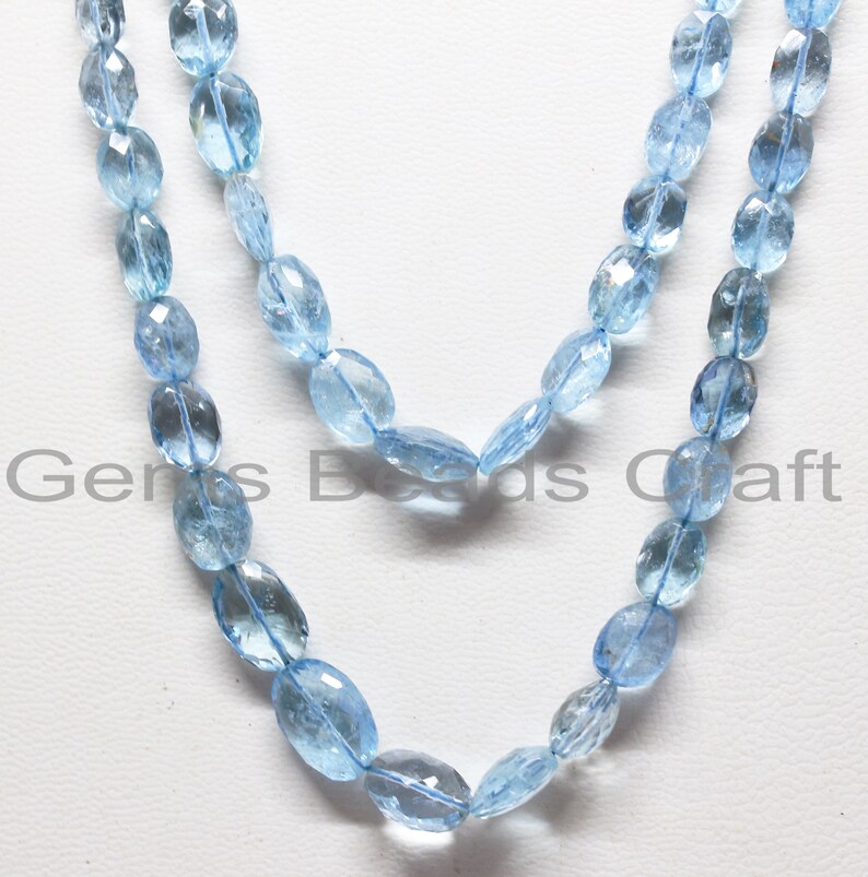 Natural Santa Maria Aquamarine Faceted Oval Beads Bead Size: 4x6-8x11mm Aquamarine Oval Shape Beads Aquamarine AAA Grade Gemstone Bead
