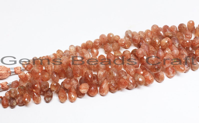 Sunstone Faceted Beads Sunstone AA Quality Gemstone Beads Bead Size 6x8-7x10 mm Sunstone Drops Shape Beads