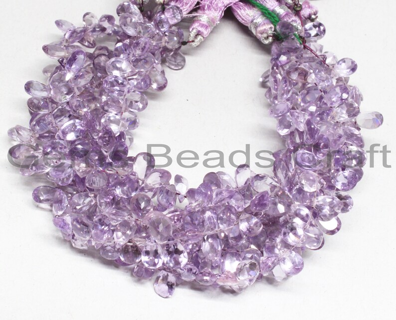5x7 mm Pink Amethyst AA Quality Gemstone Beads Bead Size Pink Amethyst Faceted Beads Pink Amethyst Cut Pear Shape Beads