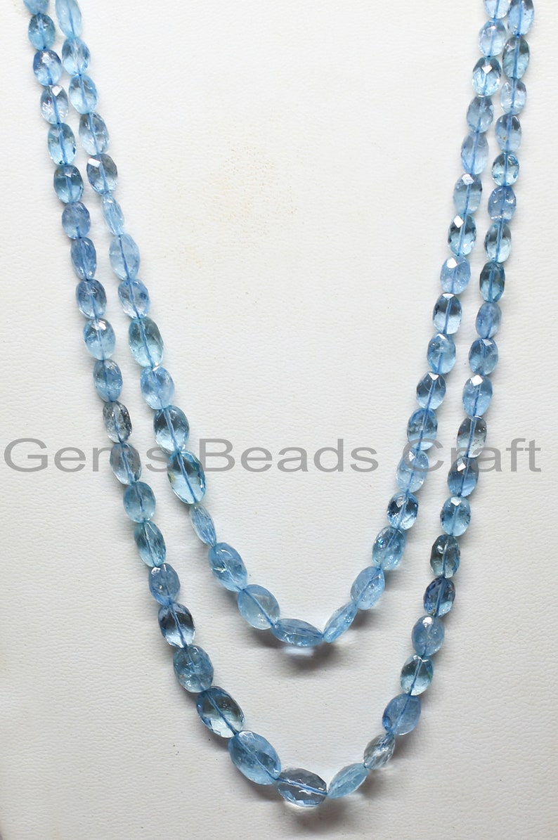 Natural Santa Maria Aquamarine Faceted Oval Beads Bead Size: 4x6-8x11mm Aquamarine Oval Shape Beads Aquamarine AAA Grade Gemstone Bead