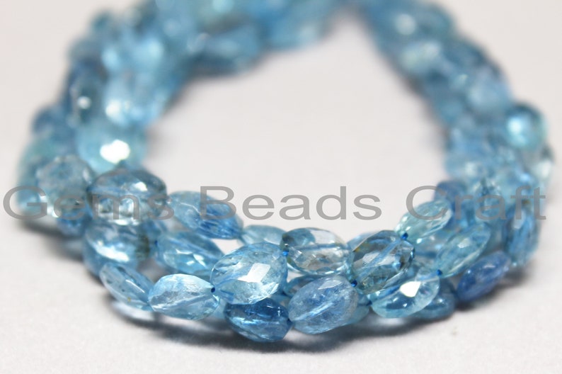 Natural Santa Maria Aquamarine Faceted Oval Beads Bead Size: 4x6-8x11mm Aquamarine Oval Shape Beads Aquamarine AAA Grade Gemstone Bead