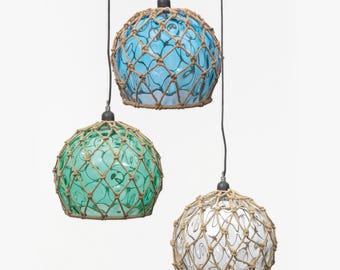 Lampada da soffitto a forma di boa nautica Ø30x25 cm – lampada da soffitto con maglia di corda di canapa – E27 [A+++]