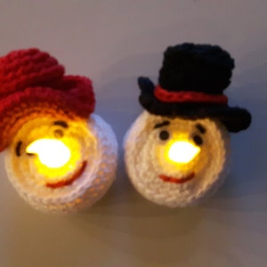 PDF Snowman cover lights crochet pattern , decorations led tea light image 9