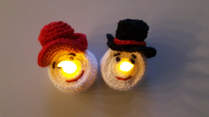 PDF Snowman cover lights crochet pattern , decorations led tea light image 9