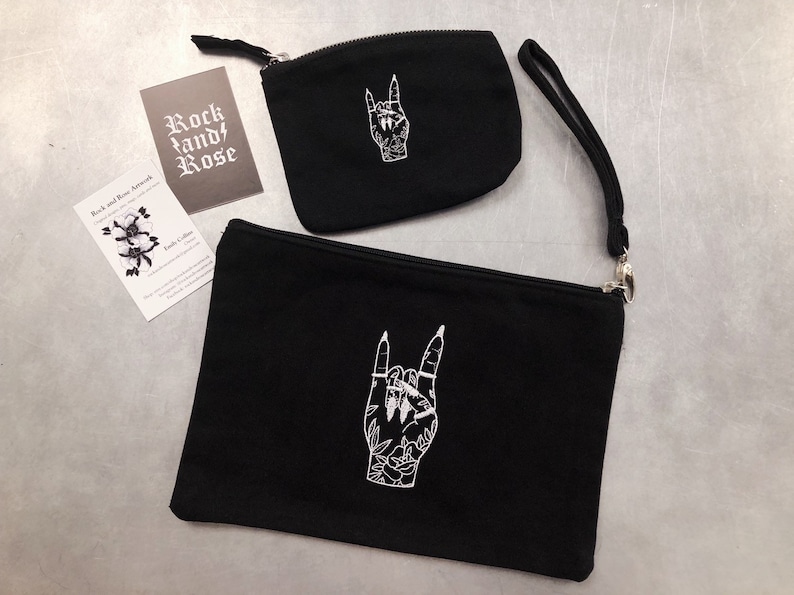 Rock On Tattooed Hand Cotton Clutch Bag
