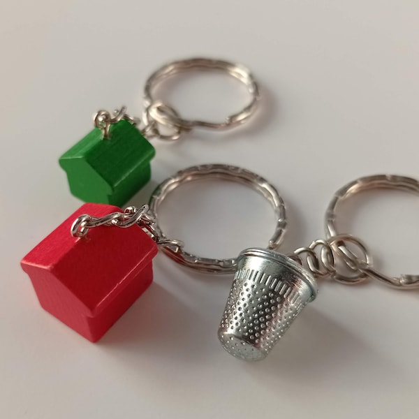 Monopoly Deluxe Wooden House/Hotel Token Keyring