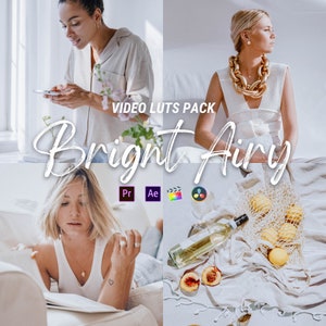 Bright Airy LUTs Pack for Video and Photo Preset, Video luts for Final Cut, Premiere Pro, Filmora, DaVinci Resolve, Video Filter