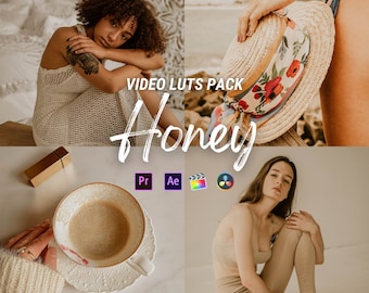 HONEY LUTs Premiere, Creamy Affinity LUTs, Film LUT for Video Editing, Final Cut Pro LUTs Warm Video Filters, Video Presets and Vlog LUTs