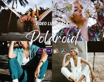 Polaroid LUTs 90's, Adobe Premiere Pro LUTs Pack, Video Editing Luts Final Cut Pro, Black Video Presets for DaVinci Resolve Vlog