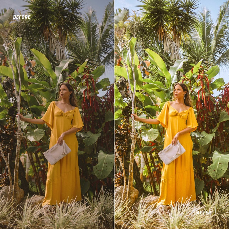 woman in yellow dress presets