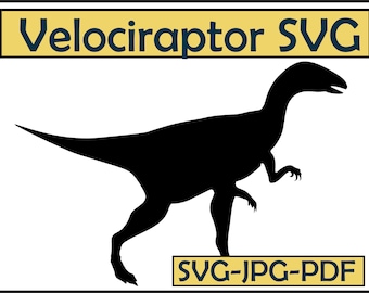 ヴェロキラプトル恐竜 SVG 画像シルエット & アウトライン クリップアート | グラフィック | Cricut | 即時ダウンロード