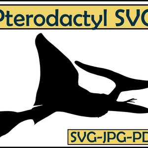 Pterodactyl vliegende dinosaurus SVG afbeelding silhouet & overzicht clipart | Grafisch | Cricut | Directe download