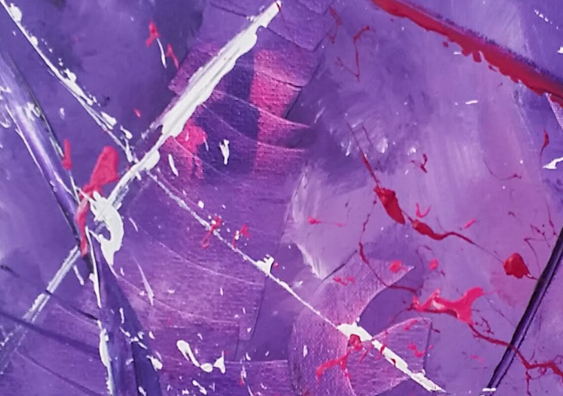 Abstract Art. Original Real Canvas Purple Painting. Direct Etsy
