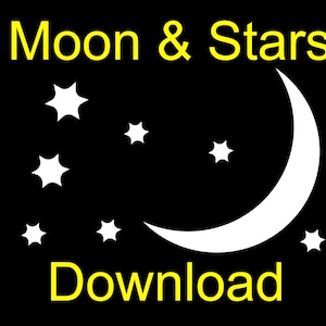 Crescent Moon, Full Moon and Stars Clipart| Images| SVG for download.  Over 100 Images.  Instant Download