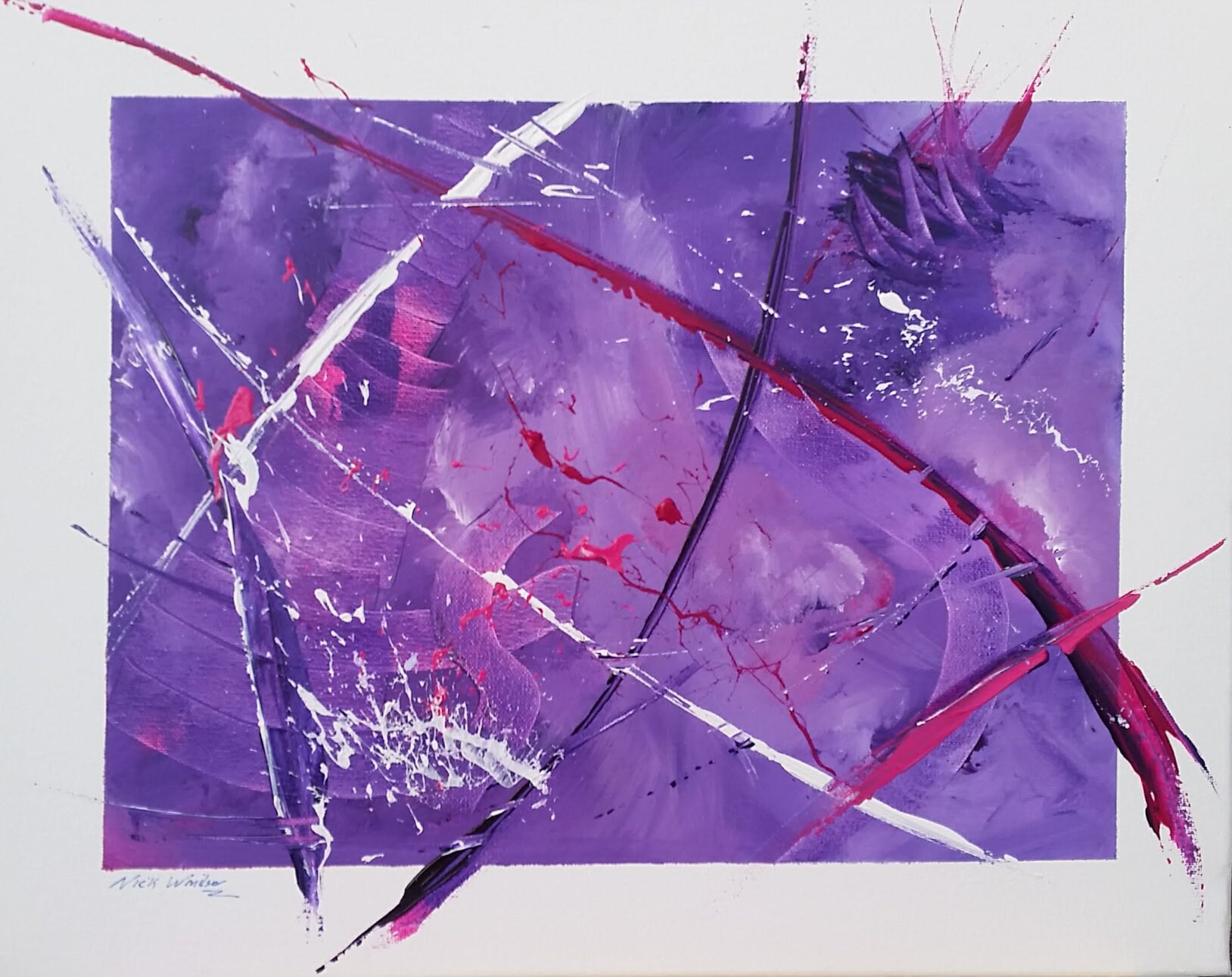Abstract Art. Original Real Canvas Purple Painting. Direct Etsy
