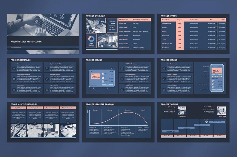 Project Status Report Template | Progress Update Slides | PPT ...