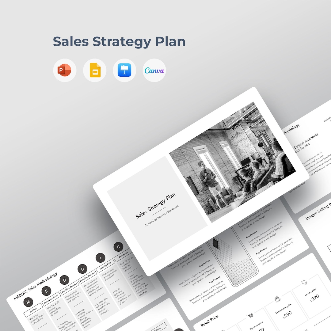 Sales Strategy Plan Presentation Template | Powerpoint, Canva, Google ...