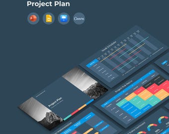 Modello di presentazione del piano di progetto / cronologia, diagramma di Gantt (Canva, PowerPoint, Keynote, Google Slides)