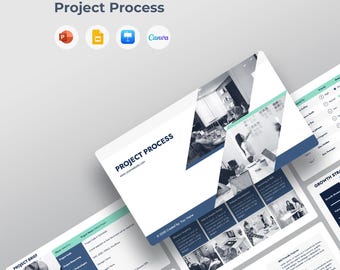 Modello di presentazione del processo di progetto / Flusso di lavoro e diagramma / Gestione del progetto / Canva, PowerPoint, Keynote, Google Slides