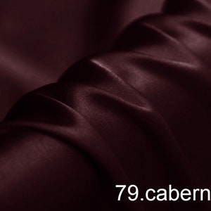 silk satin fabric pure solid fabric NO.79 cabernet color for wedding, evening dress, shirts, pants sell by the yard