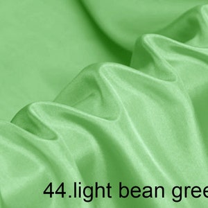 silk habotai fabric solid color 45&quot; width NO.44 light bean green color sell by the yard for lining,scarf, DIY hand made