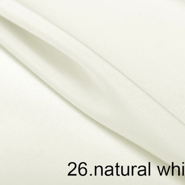 crêpe de soie de chine satin dos tissu solide pur 45" largeur NO.26 couleur blanche naturelle vendre par cour pour la robe, chemises, pantalons