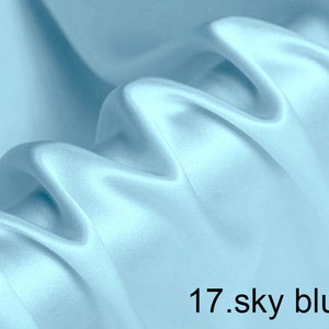 sky blue color silk satin fabric for wedding, evening dress, shirts, pants by the yard color 17