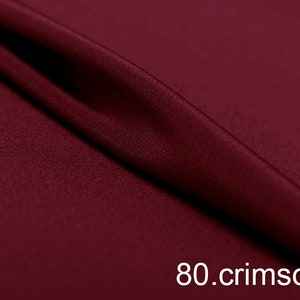 silk crepe de chine satin back pure solid fabric 45&quot; width NO.80 crimson color sell by the yard for dress, shirts, pants
